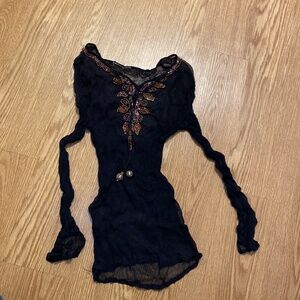 VINTAGE SMALL BLACK BEADED TULLE TOP